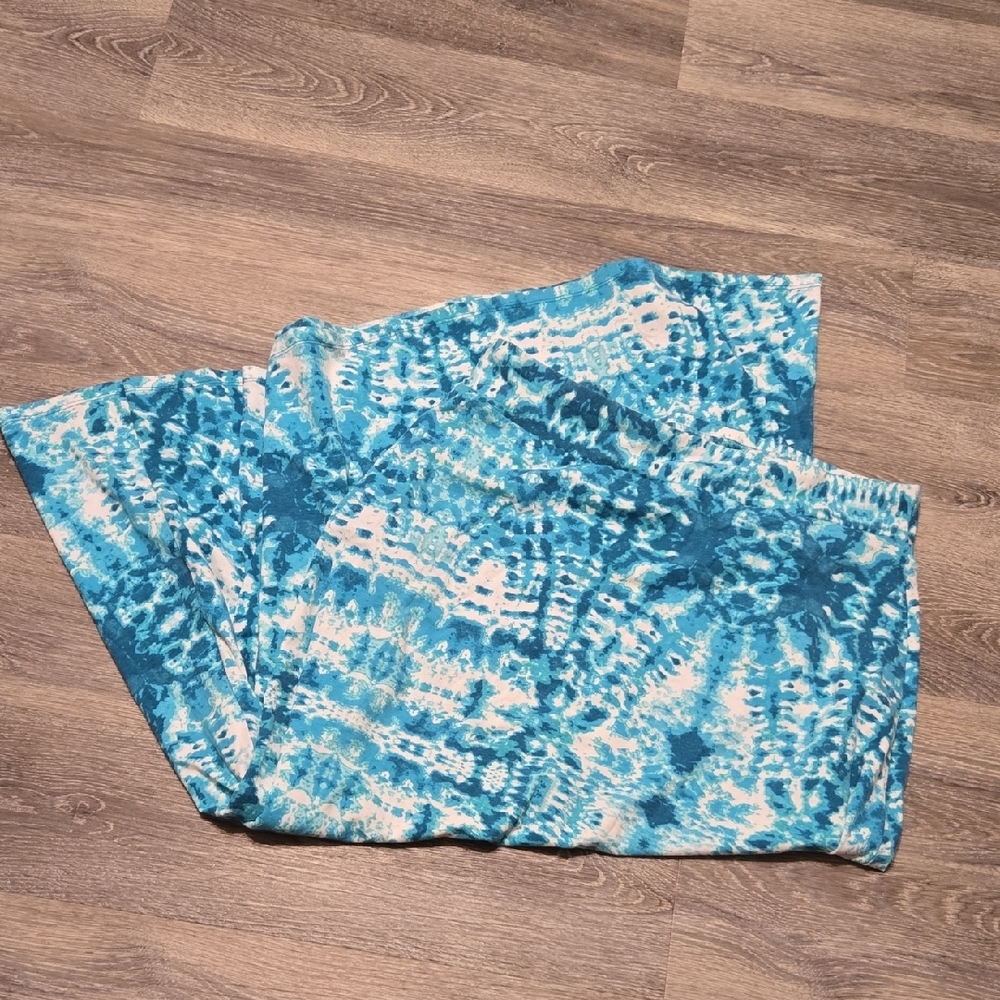 Turquoise And White Tie Dye Maxi Skirt XL